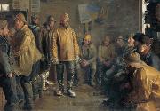 Michael Ancher In the grocery store on a winter day when there is no fishing oil painting
